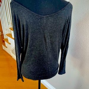 Heart & Hips Gray Long sleeved t shirt off shoulder